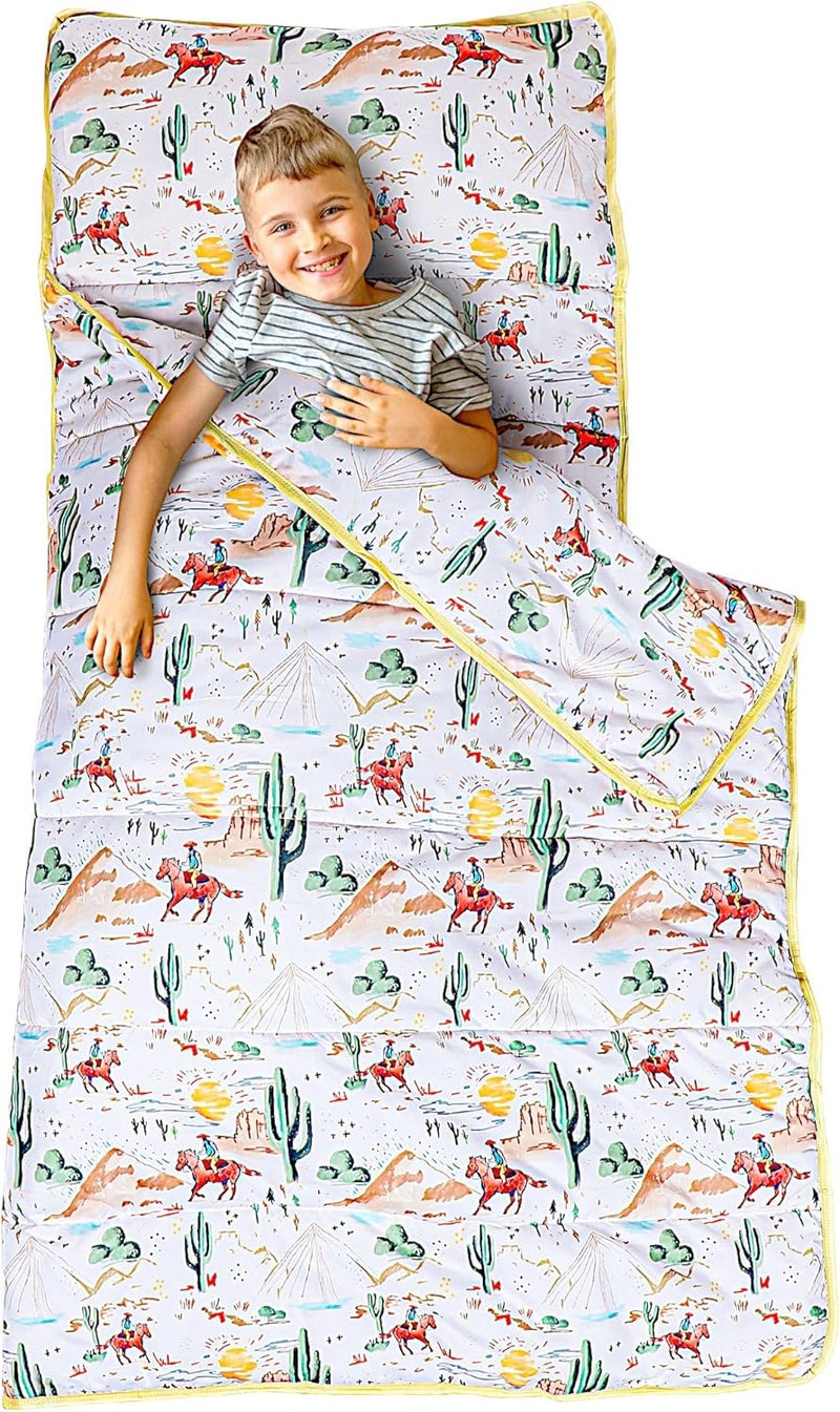 Morxy Toddler Nap Mat with Pillow & Blanket Large Portable Roll Up Nap Mats with Name Tag- Thick Kids Sleep Mat for Daycare, Preschool Travel and Camping for Age 3 and up - Image 1